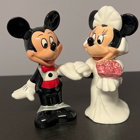 Disney Other - DISNEY Vintage NEW Minnie MICKEY MOUSE Wedding SALT Pepper SHAKER Bride GROOM